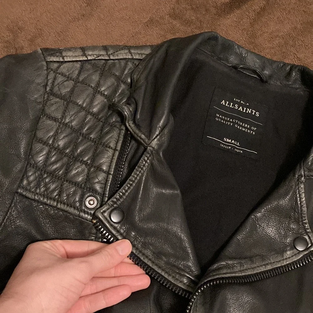 All Saints Black Leather Jacket - Picture 12 of 16